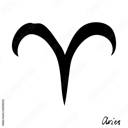 Aries zodiac hand drawing sign for horoscope. Usable for mystic  occult  palmistry and witchcraft alchemy. Vector.
