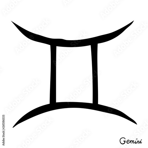 Gemini zodiac hand drawing sign for horoscope. Usable for mystic  occult  palmistry and witchcraft alchemy. Vector.