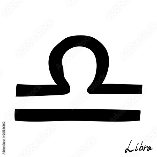 Libra zodiac hand drawing sign for horoscope. Usable for mystic occult palmistry and witchcraft alchemy. Vector.