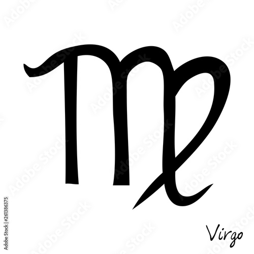 Virgo zodiac hand drawing sign for horoscope. Usable for mystic  occult  palmistry and witchcraft alchemy. Vector.