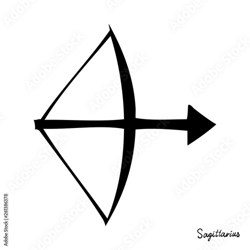 Sagittarius zodiac hand drawing sign for horoscope. Usable for mystic  occult  palmistry and witchcraft alchemy. Vector.