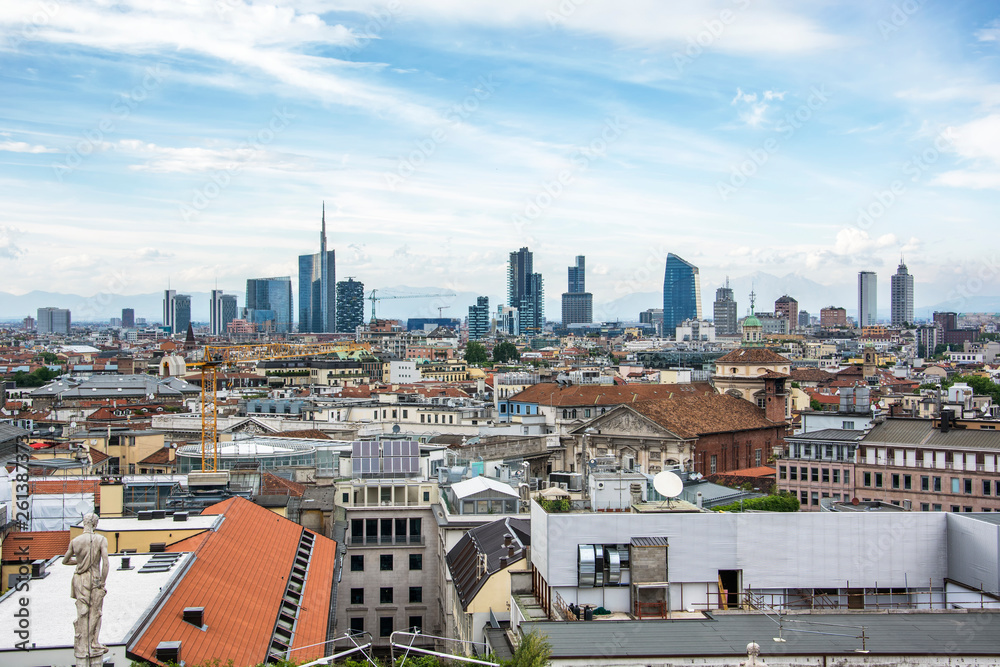 Milan Skyline Panoramic view with modern buildings
