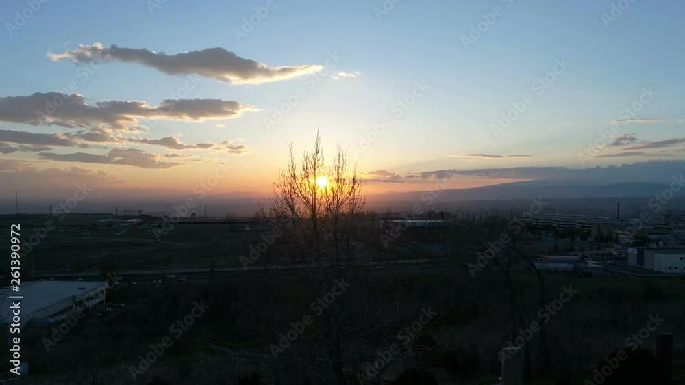 Aerial view of sunset in the city Aerial view of sunset in the city