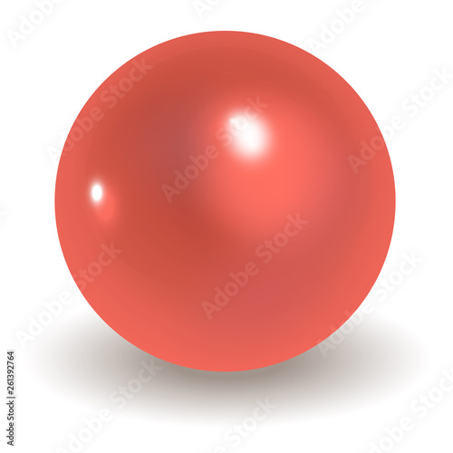 Pearl vector Coral color with shadow on a white background