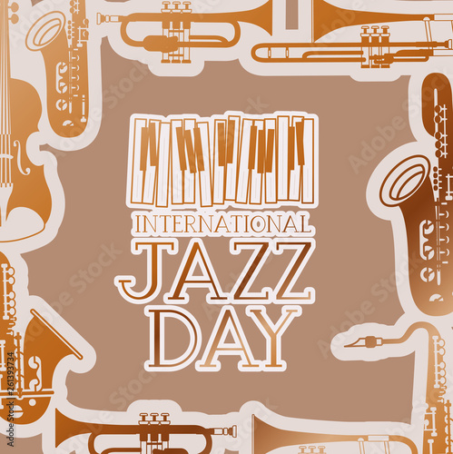 Canvas Print jazz day poster with piano keyboard