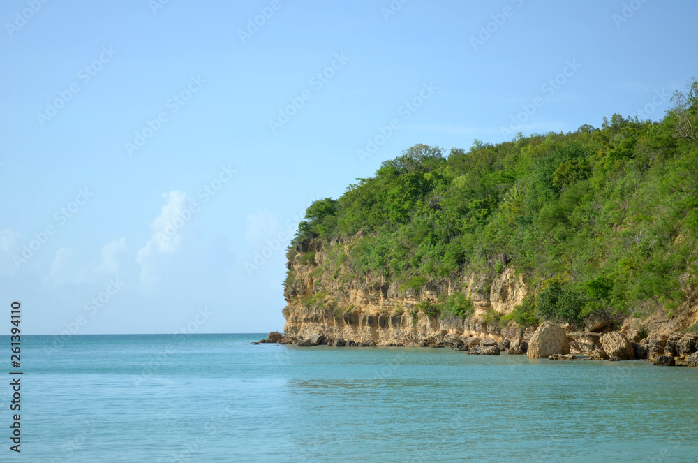 cliff on a antiguan beach