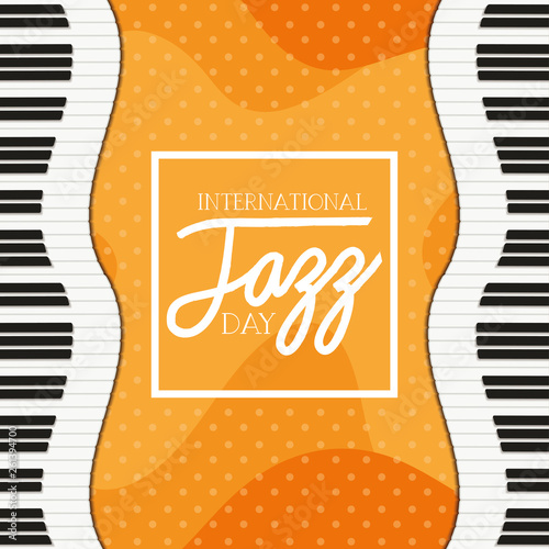 jazz day poster with piano keyboard
