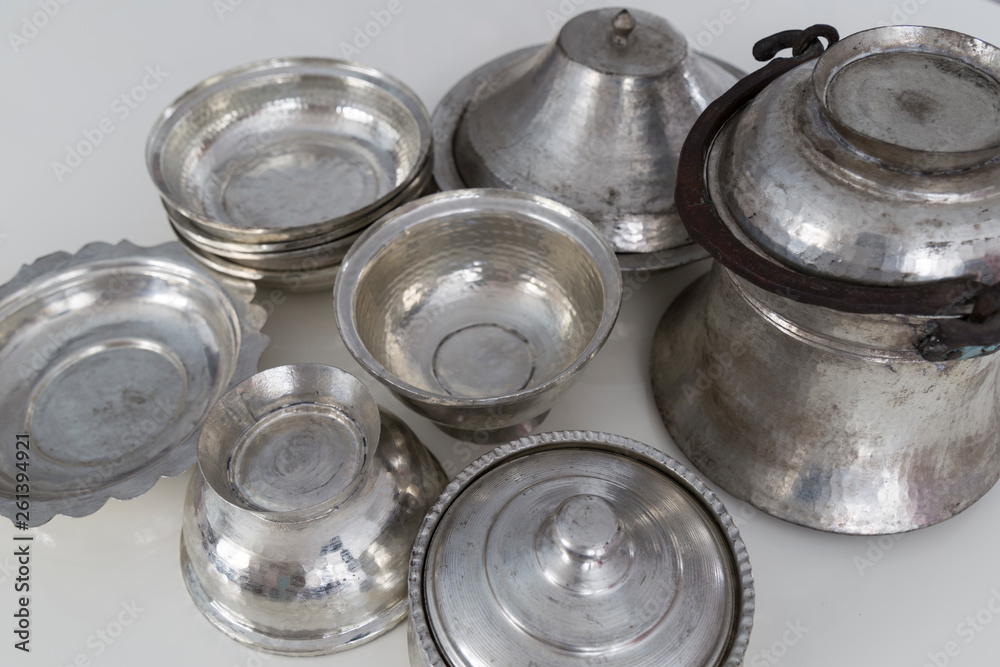 copper kitchenware on the white background. copper kitchenware on the white background.