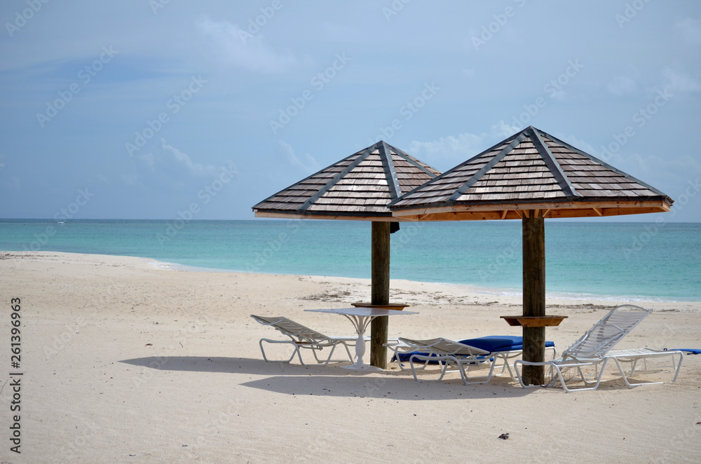 beach chairs on the caribbean