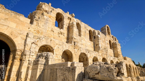 Entrance to the Theatre of Dionysus located below the Acropolis in Athens, Greece is considered to be the worlds first theater aka Odeon of Herodes Atticus