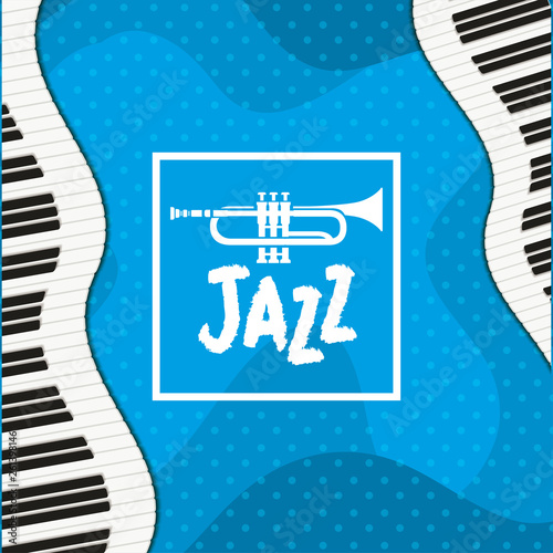 Canvas Print jazz day poster with piano keyboard and trumpet