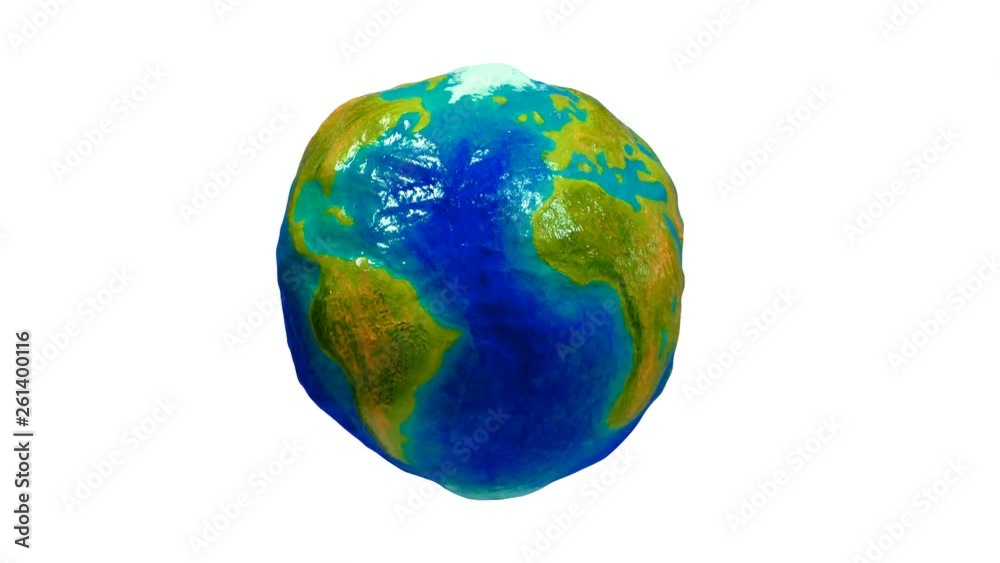 Realistic Earth model animation looped, globe rotation, 3d isolated over white and black background