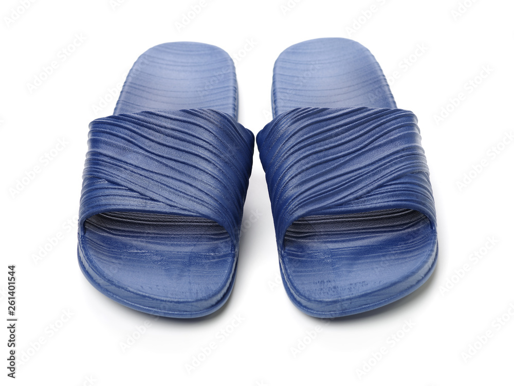 blue slippers on white background blue slippers on white background