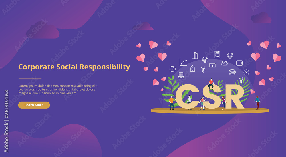 csr corporate social responsibility concept big text with people for ...
