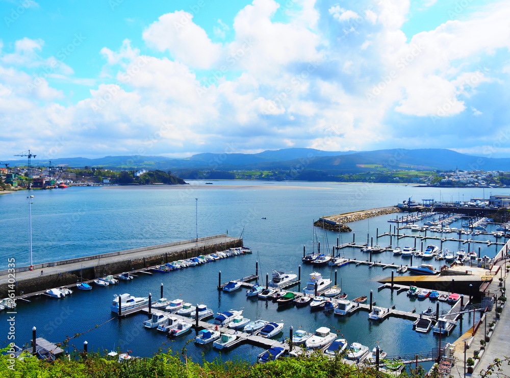 View of the seaport in Ribadeo, Lugo, Galicia, Spain