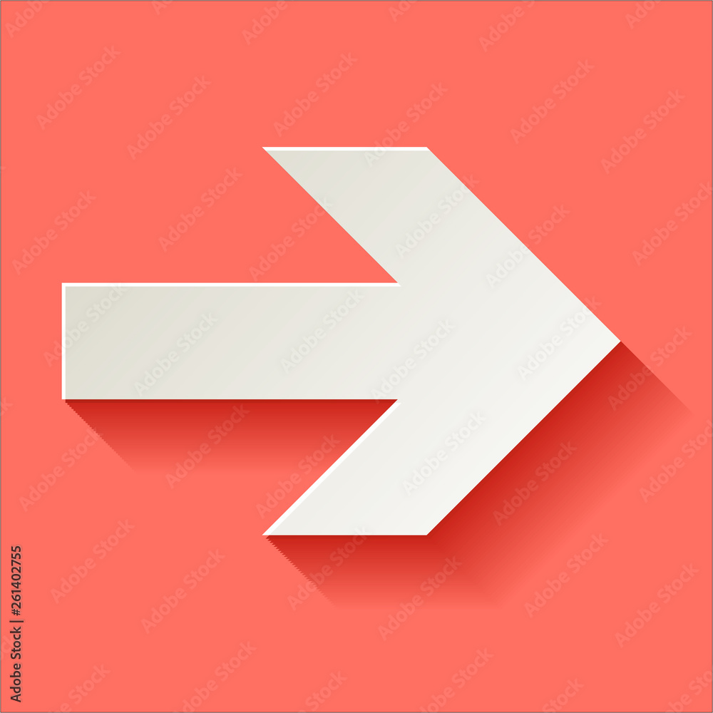 White next paper arrow vector white symbol on a Coral color background White next paper arrow vector white symbol on a Coral color background