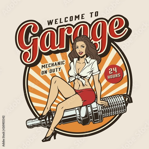Garage service colorful print photo