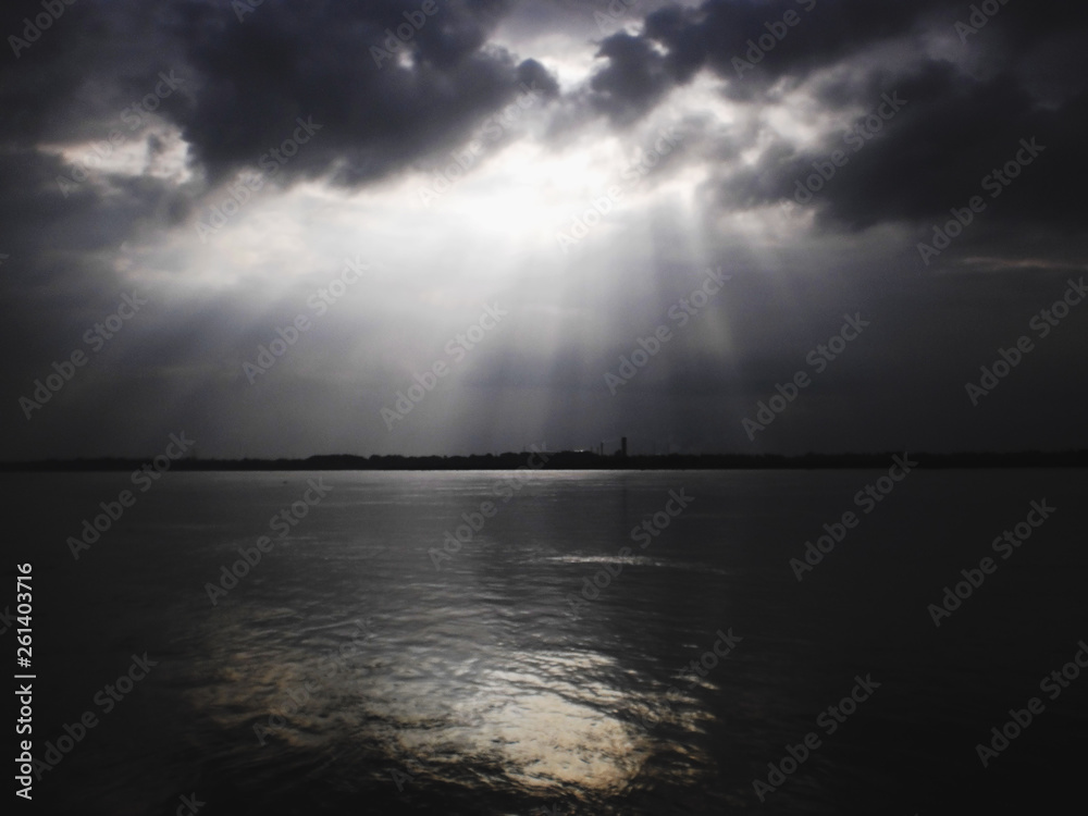 Clouds over lake