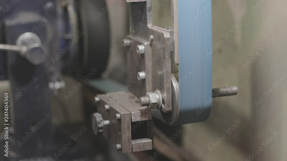 Belt grinder's engine being started Belt grinder's engine being started