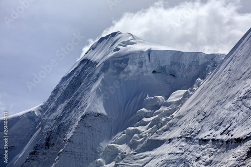 Leinwand Poster Snow Mountain, Massive Glacier, Wall of Ice, Mountain Cliff Face covered in ice,