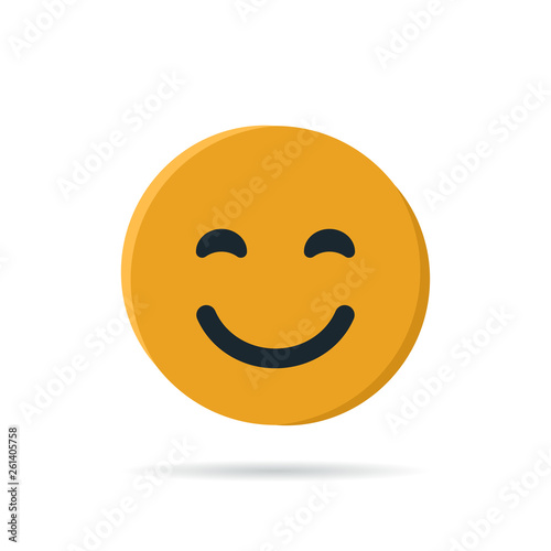 Round yellow emoji in flat style, vector