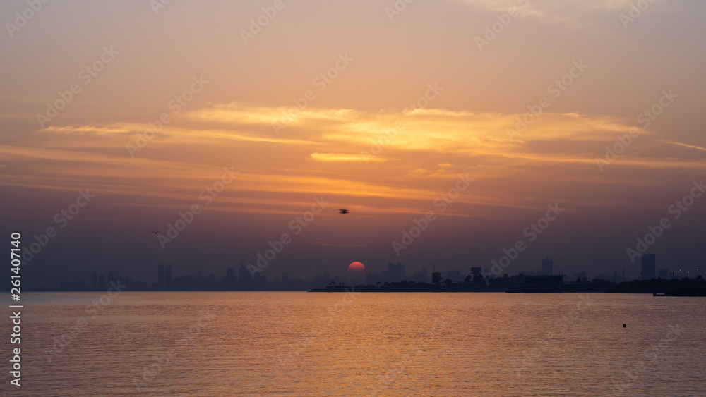 city panorama during sunrise