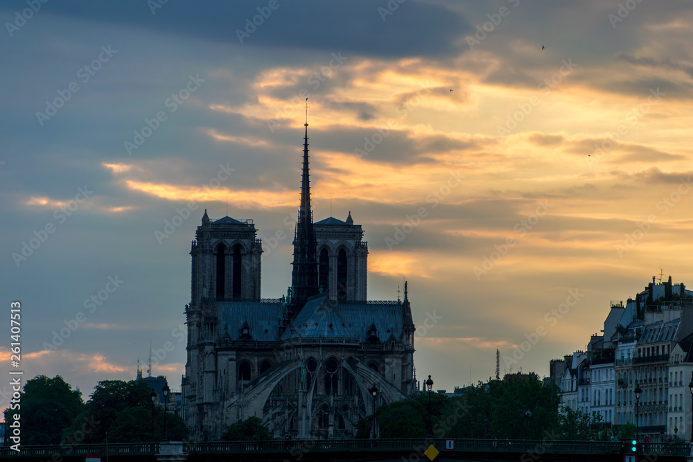 Naklejka premium Notre-Dame de Paris at Sunset