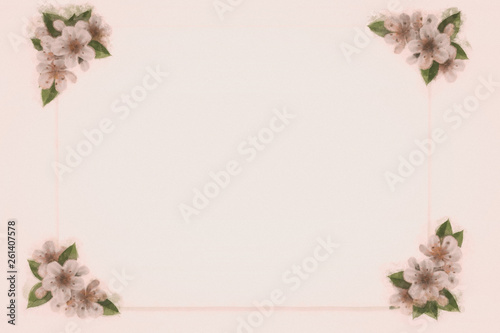 mockup, with hand-painted flowers, with beautiful flowers. Blank space or background for text space. Space for vector lustration. Template for a poster, cards, banner. © RHJ