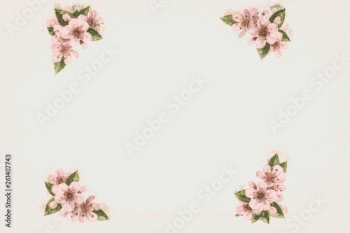 mockup, with hand-painted flowers, with beautiful flowers. Blank space or background for text space. Space for vector lustration. Template for a poster, cards, banner. © RHJ