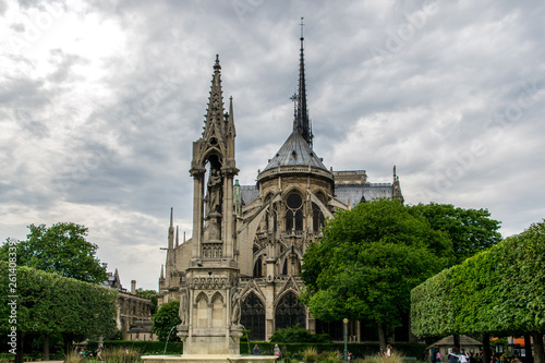 Behind the Cathedral of Notre Dame de Paris