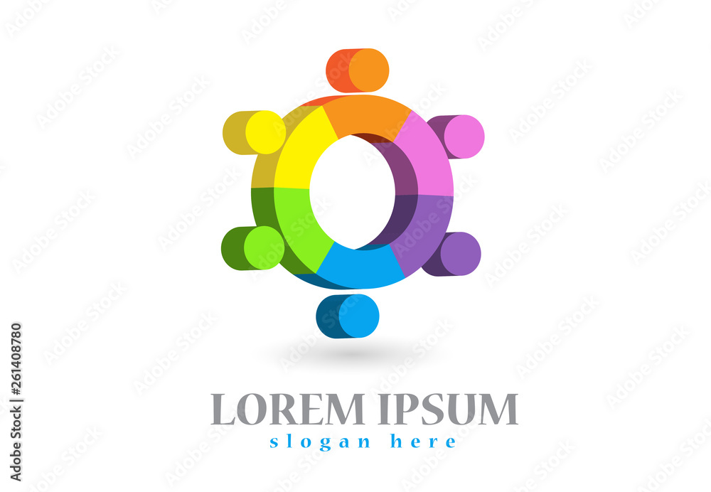 Logo teamwork 3d people in a circle