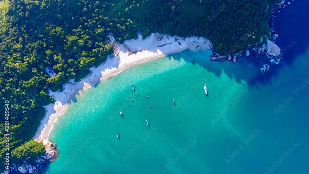 Aerial photo of an island beach