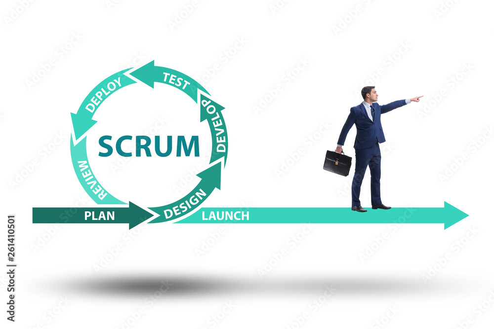 Businessman in agile methods concept Businessman in agile methods concept