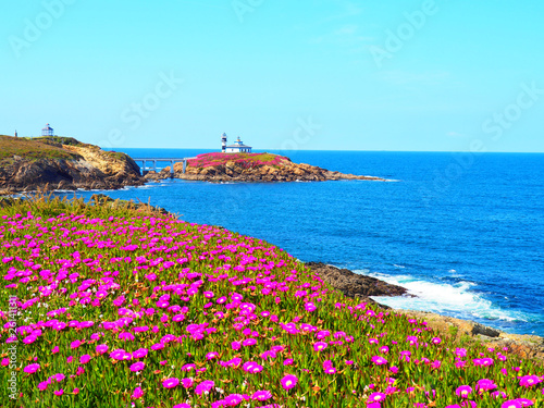 View of the lighthouse of Illa Pancha in Ribadeo, Lugo, Galicia - Spain