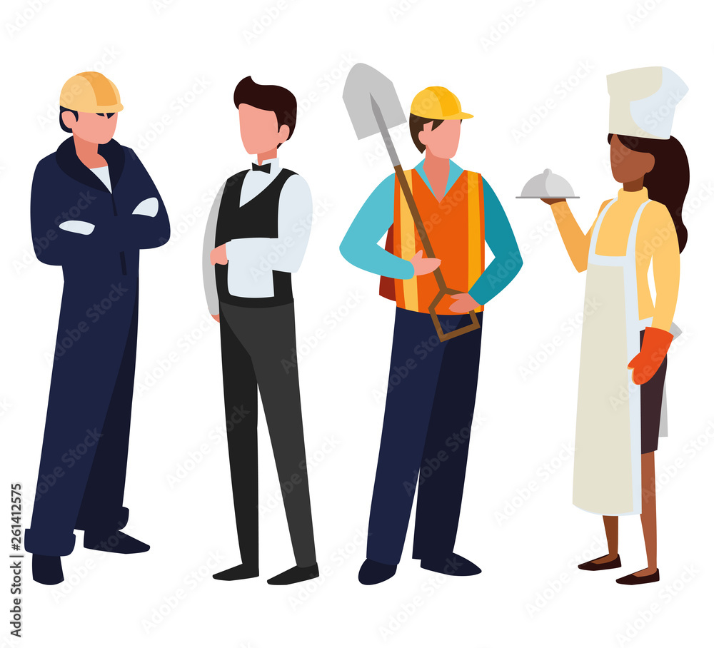 group of professional workers characters