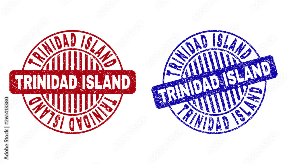 Grunge TRINIDAD ISLAND round stamp seals isolated on a white background
