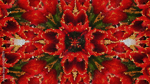 Bild auf Leinwand Bright beautiful mosaic like flower, beautiful ornament, 3d rendering computer g