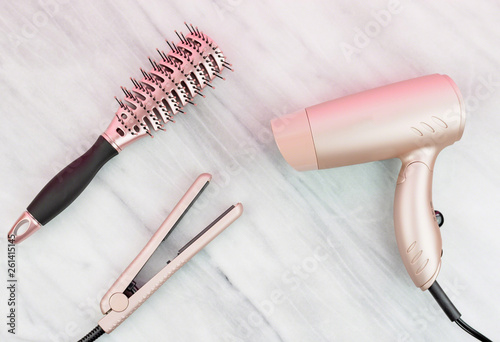 Rose gold hair care styling products