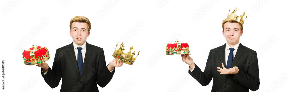 Businessman with crown isolated on white Businessman with crown isolated on white