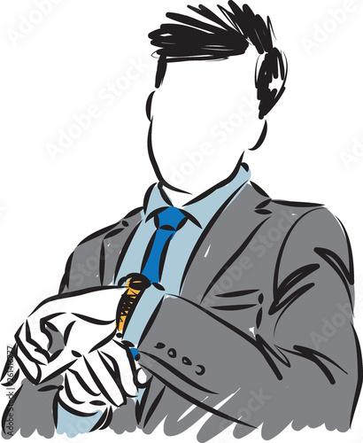 businessman looking watch time concept vector illustration