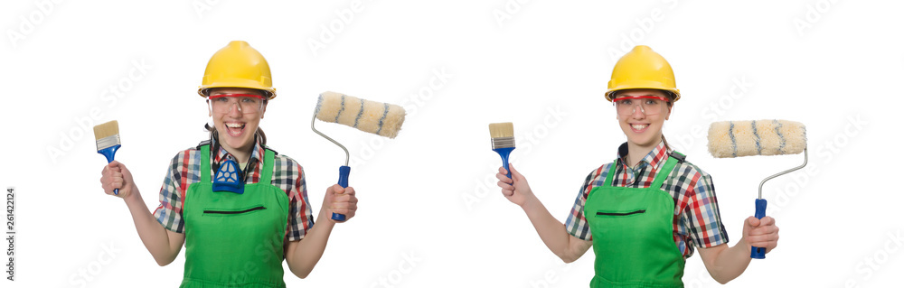 Woman painter isolated on the white Woman painter isolated on the white