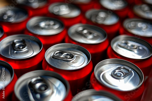 group of aluminium cans.Cover aluminum cans. Aluminum cans. Top view. Aluminum cans.