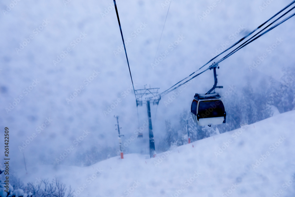 Cable car Sky on Snow mountain at Gala Yuzawa , Japan Cable car Sky on Snow mountain at Gala Yuzawa , Japan
