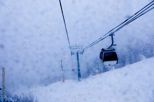 Cable car Sky on Snow mountain at Gala Yuzawa , Japan