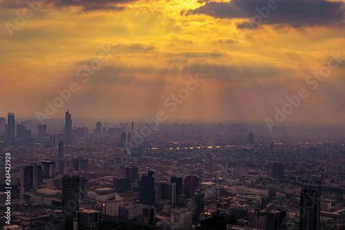 Bangkok city with the light of sun on backgrounds