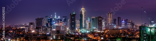 Wide panorama of Bonifacio Global city skyline at Magic hour