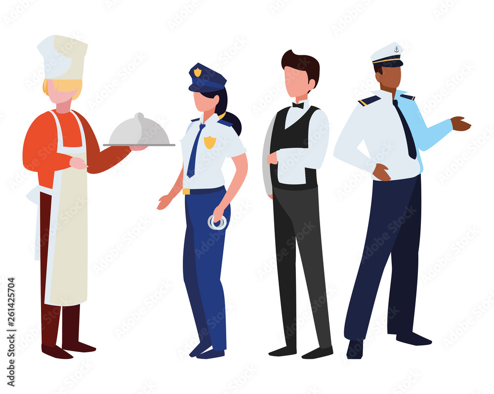 group of professional workers characters