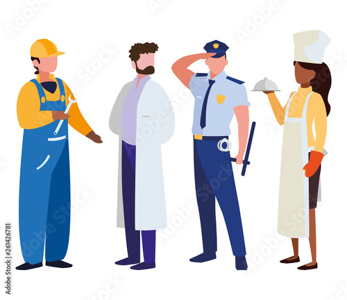 group of professional workers characters