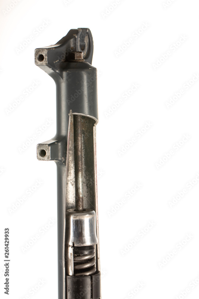 Bicycle fork in the section, you can see all the components Bicycle fork in the section, you can see all the components