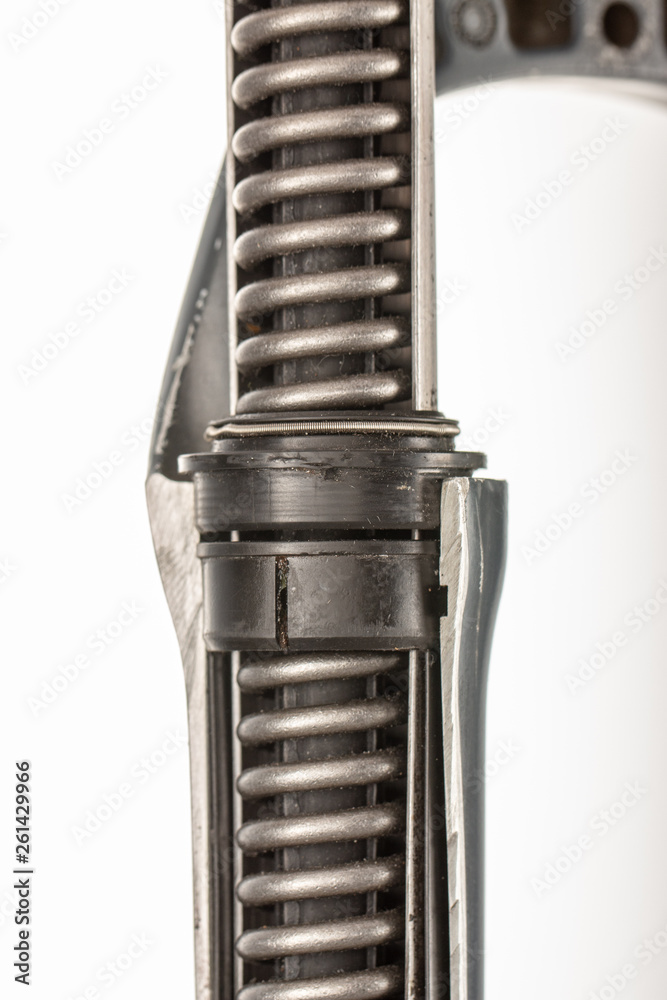 Bicycle fork in the section, you can see all the components StockFoto